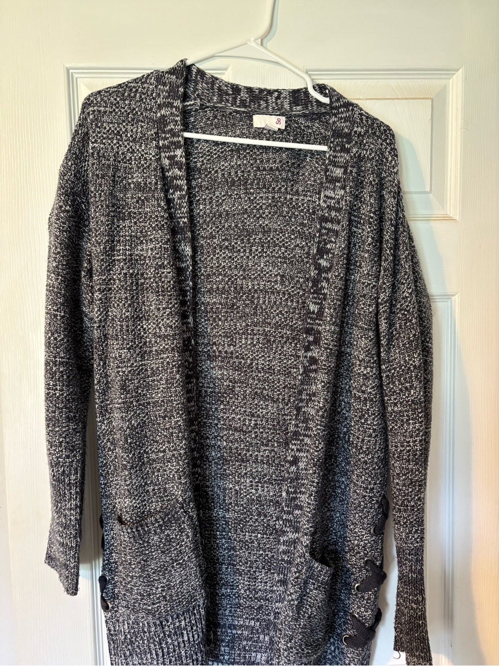 Chunky Open-Front Cardigan Sweater in Charcoal Gray
